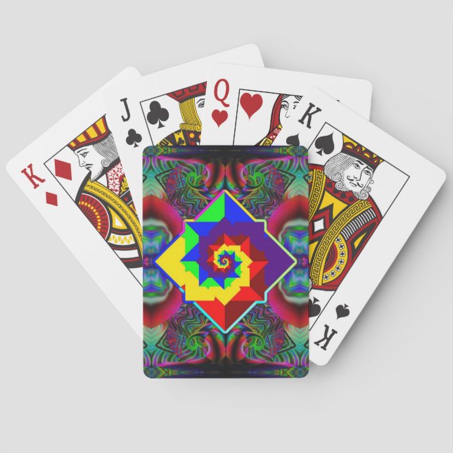 Digital Rainbow Spiral Playing Cards (Back)