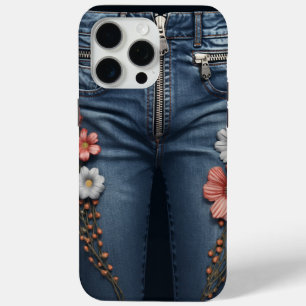 Digital Realistic Blue Jeans with Zipper iPhone 15 Pro Max Case