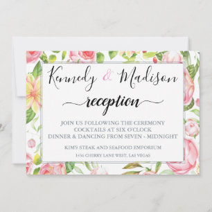 DIGITAL RECEPTION SPRING PINK ROSE BUTTERFLY INVITATION