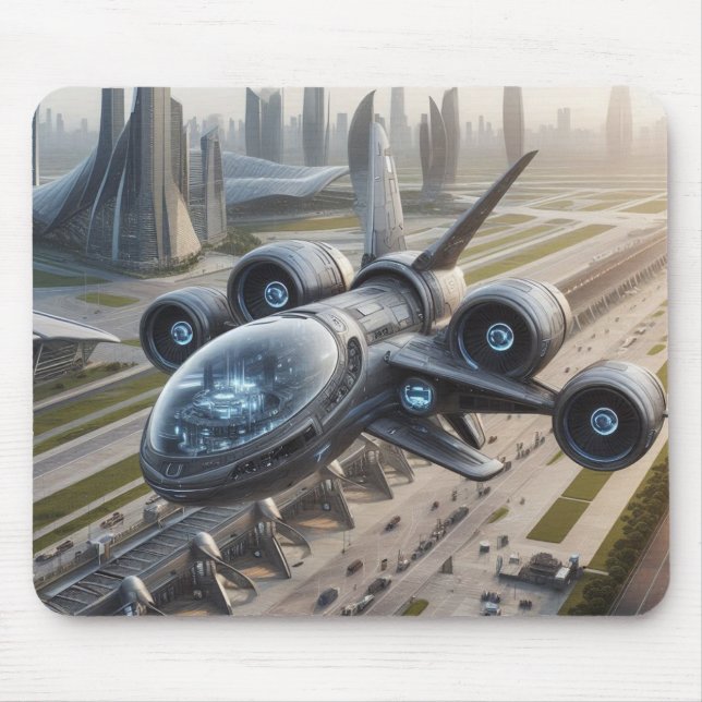 Digital Rendering of a Futuristic Aircraft Mouse Pad (Front)