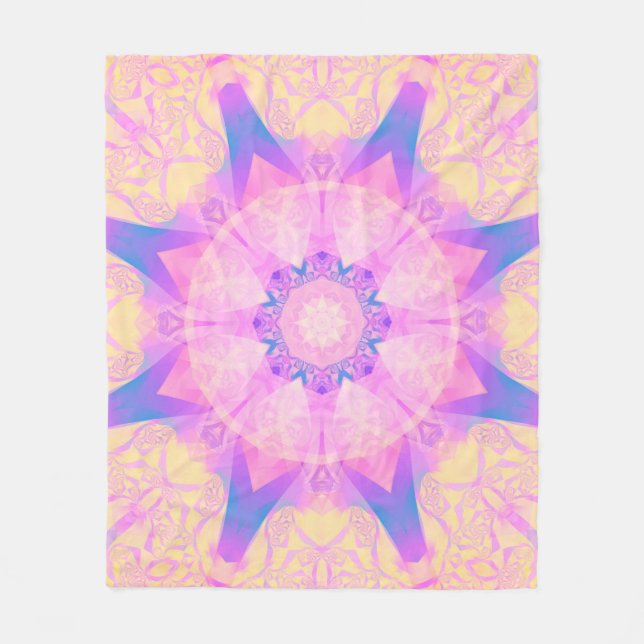 Digital retro abstract mandala. Bright flower. Bea Fleece Blanket (Front)