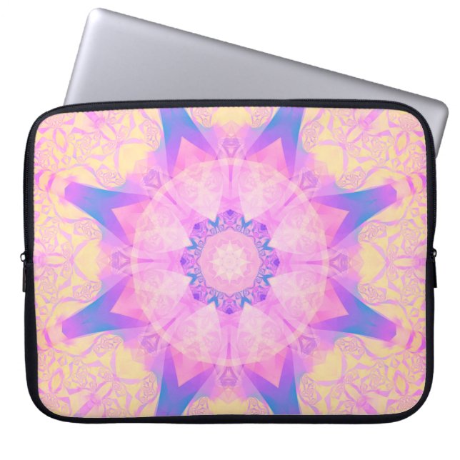 Digital retro abstract mandala. Bright flower. Bea Laptop Sleeve (Front)