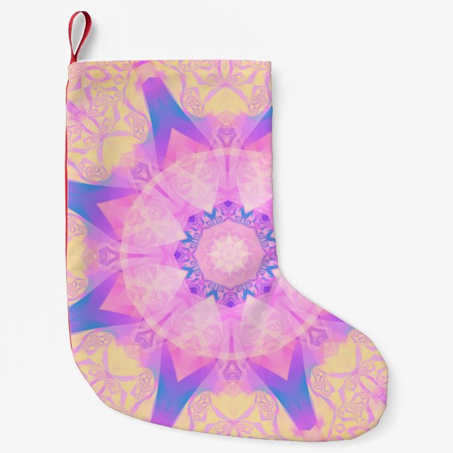 Digital retro abstract mandala. Bright flower. Bea Small Christmas Stocking (Front)