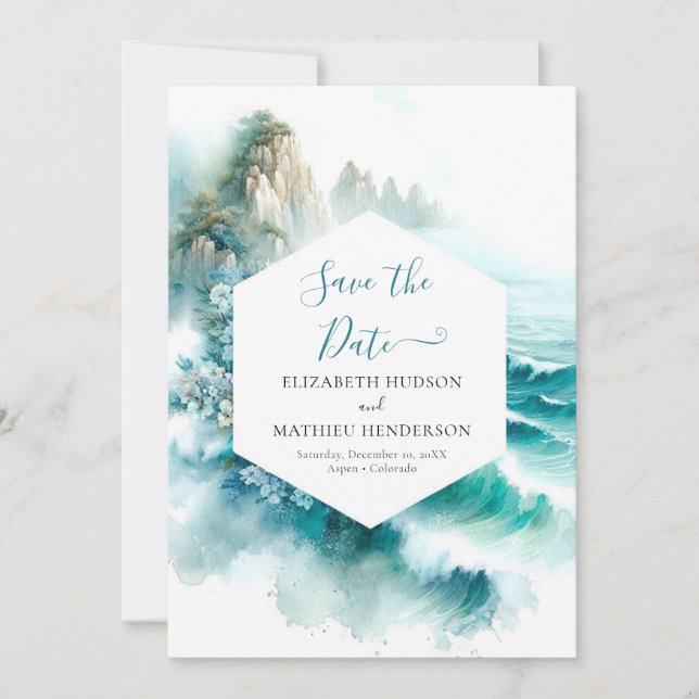 Digital Romantic Nautical Wedding Save The Date (Front)