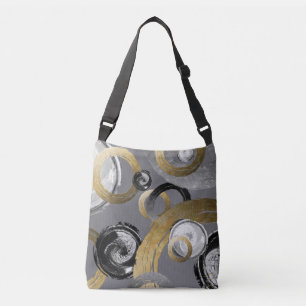 Digital Rough Gold Rings Black and White Circles Crossbody Bag