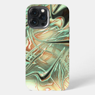 Digital rough wavy strokes on pale orange to green iPhone 13 pro max case