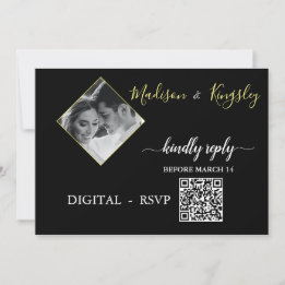DIGITAL RSVP Edgy Black Photo Monogram Fab CARD