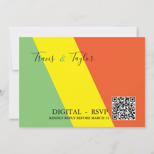 DIGITAL RSVP Wedding Bright Summer Colours Invitation (Front)