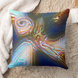 Digital rude colour spots to twisted strip cutouts cushion