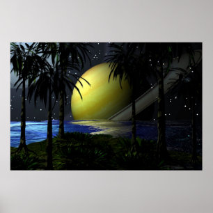 Digital Saturn Space Poster