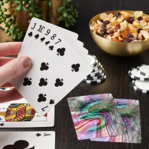 Digital shine colourful S-curve brush strokes over Playing Cards