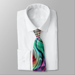 Digital shine colourful S-curve brush strokes over Tie