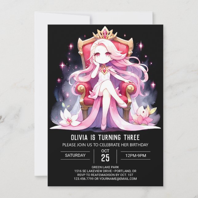 Digital Simple Princess Birthday Invitation (Front)