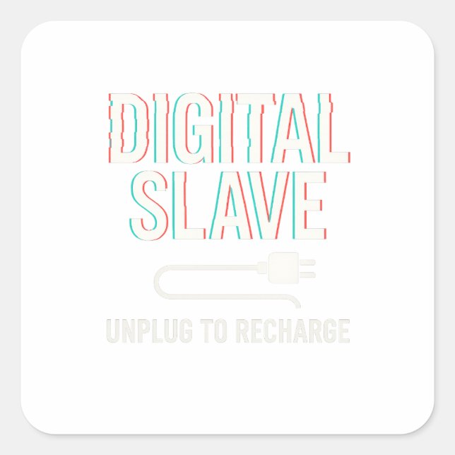 Digital Slave – Funny Tech Life Glitch Sticker (Front)