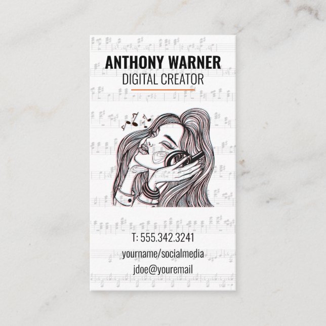 Digital Sound | Musical Sheet | Creator Business Card (Front)