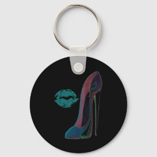 Digital Stiletto Shoe and Kiss Art Key Ring