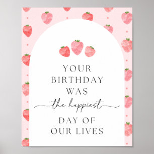 Digital Strawberry Birthday Sign