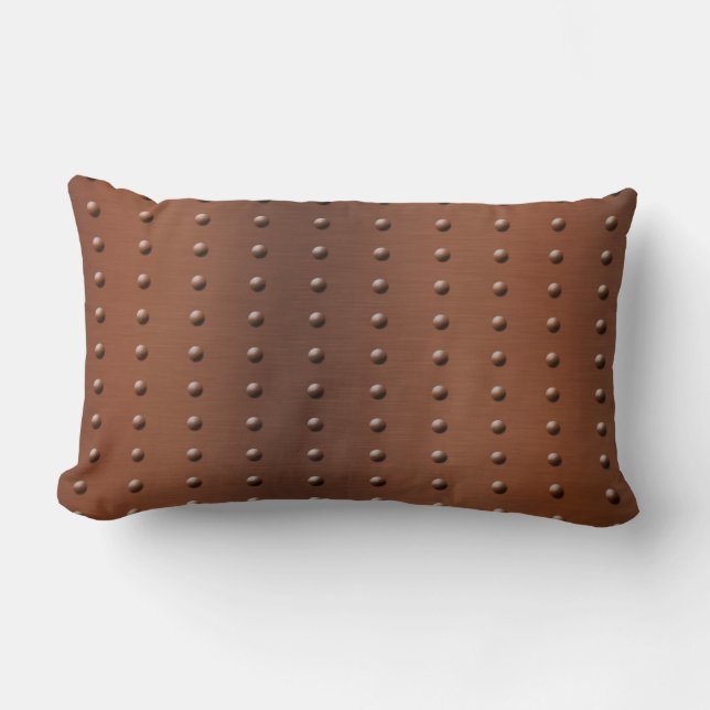 Digital Studded Brushed Copper Metal Pattern Lumbar Cushion (Front)