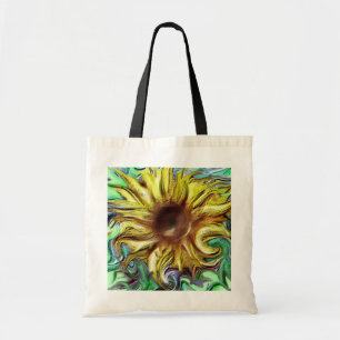 Digital sunflower slightly abstract tote bag