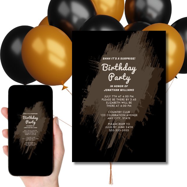 Digital Surprise Birthday Invitation Black Neutral (Creator Uploaded)