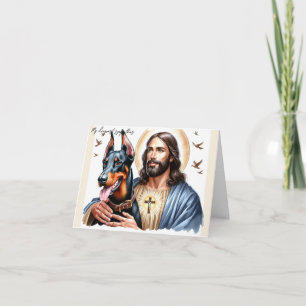 Digital Sympathy for Dog Loss-Jesus with Doberman  Card