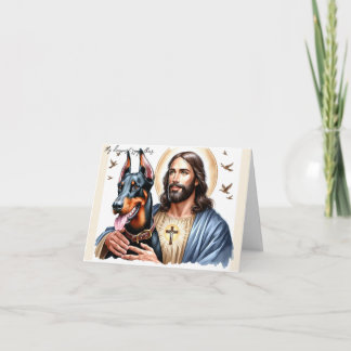 Digital Sympathy for Dog Loss-Jesus with Doberman  Card