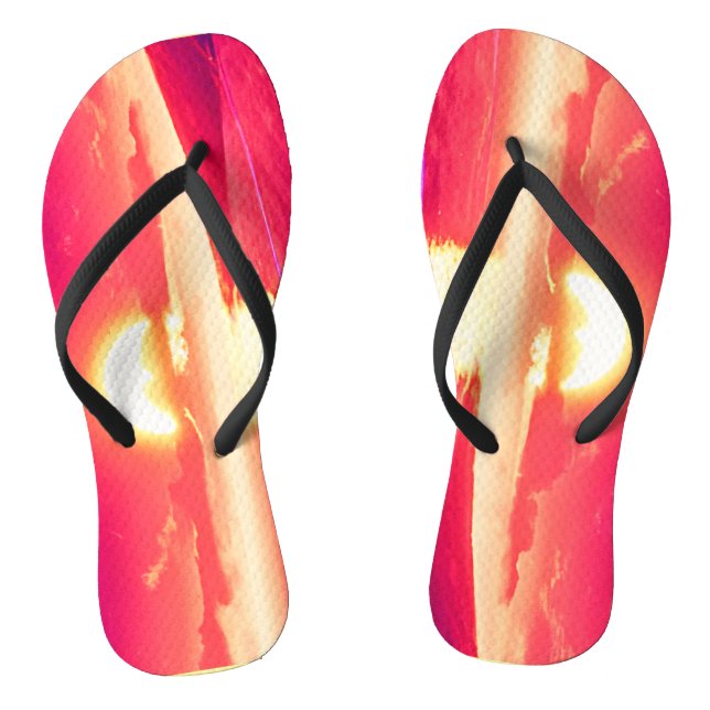 Digital Synthwave Sunset Sea Reflection Thongs (Footbed)