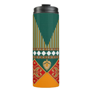 Digital textile design motif with geometrical bord thermal tumbler