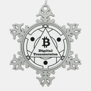 Digital Transmutation Alchemy Snowflake Pewter Christmas Ornament