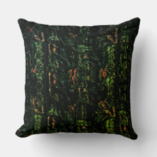 Digital tree bark under green hammered glass cushion