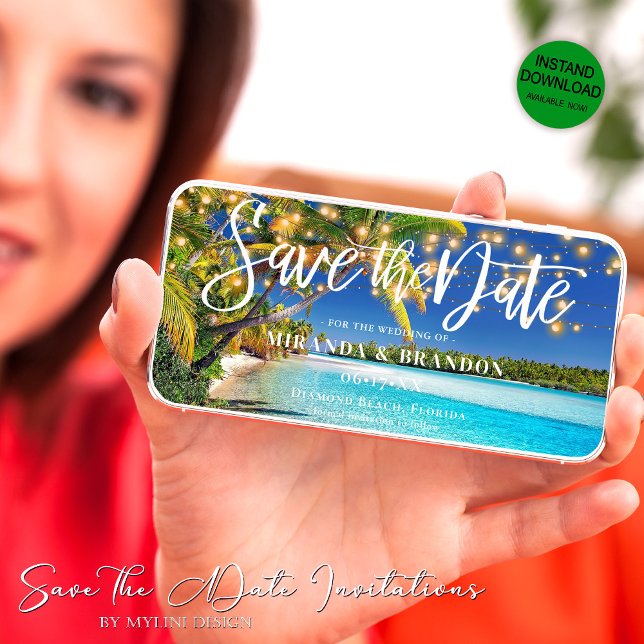 Digital Tropical Beach Save the Date Invitation (Creator Uploaded)