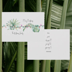 Digital Tropical Foliage & Lights Christmas Card