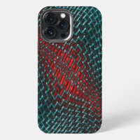 Digital twisted mesh of showy cyan wire over red t