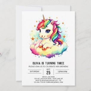 Digital Unicorn Birthday Delight Invitation