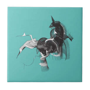 Digital Unicorn Ceramic Tile