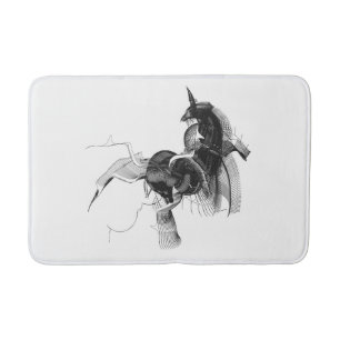 Digital Unicorn Figure - Custom Background Colour Bath Mat