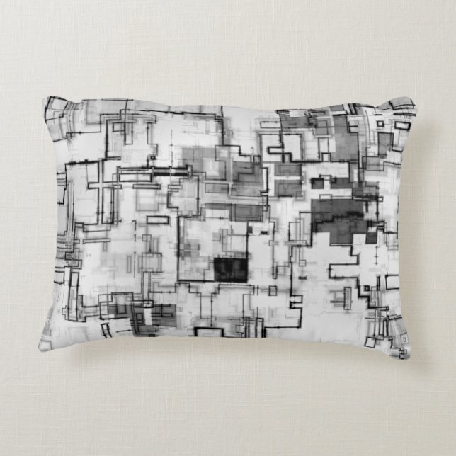 Digital Urban Circuit Design Decorative Cushion (Back)