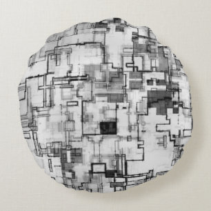 Digital Urban Circuit Design Round Cushion