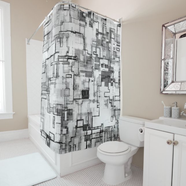 Digital Urban Circuit Design Shower Curtain (In Situ)