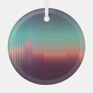 Digital urban landscape, colourful squares. glass tree decoration