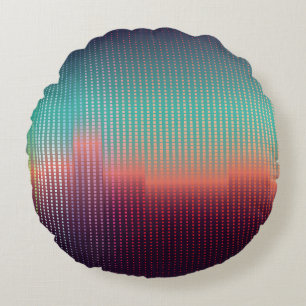 Digital urban landscape, colourful squares. round cushion