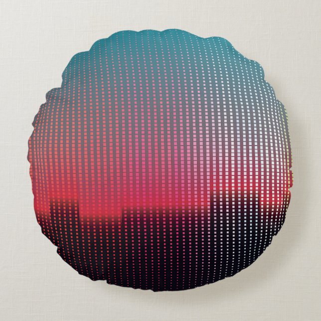 Digital Urban Squares: Futuristic Blur. Round Cushion (Front)