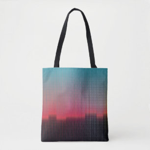 Digital Urban Squares: Futuristic Blur. Tote Bag