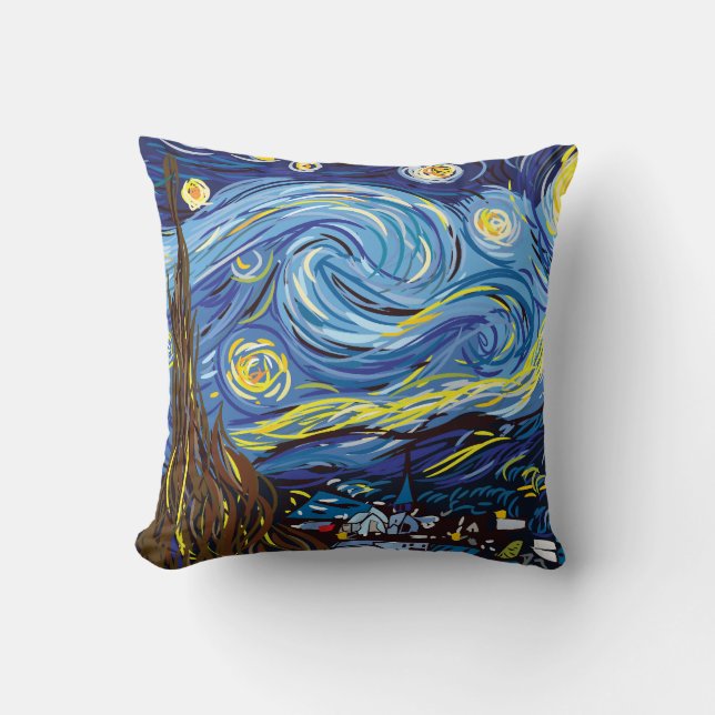 Digital Van Gogh Throw Pillow (Front)