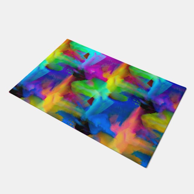 Digital very coloured brush strokes smudges doormat (Angled)