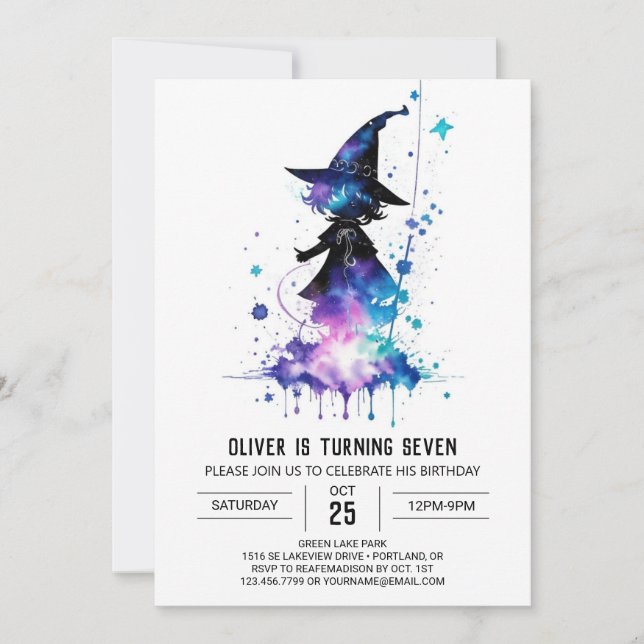 Digital Wand Wielder Birthday Invitation (Front)