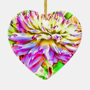 Digital Watercolor Dahlia Gift Ceramic Ornament