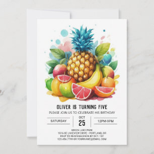 Digital Watermelon Fiesta Fruits Birthday Invitation