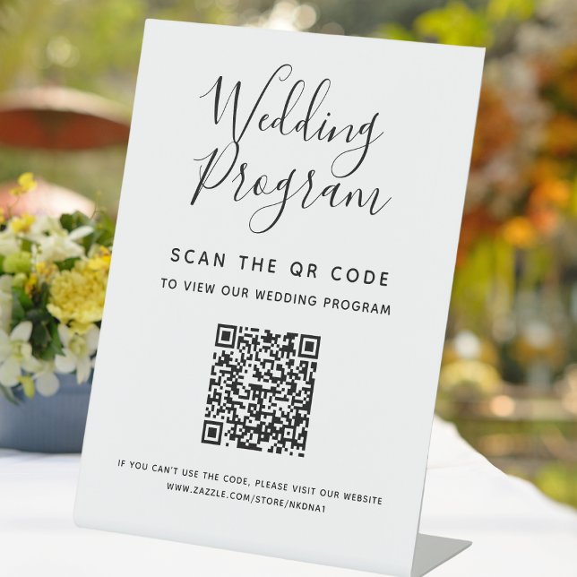 Digital Wedding Program Scan QR Code Acrylic Pedestal Sign (Digital Wedding Program Scan QR Code Acrylic Pedestal Sign
)