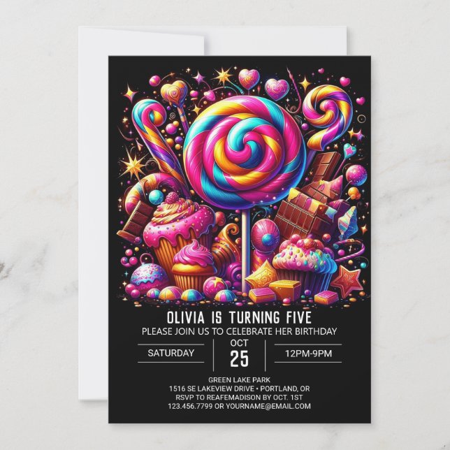 Digital Whimsical Candyland Digital Birthday Invitation (Front)